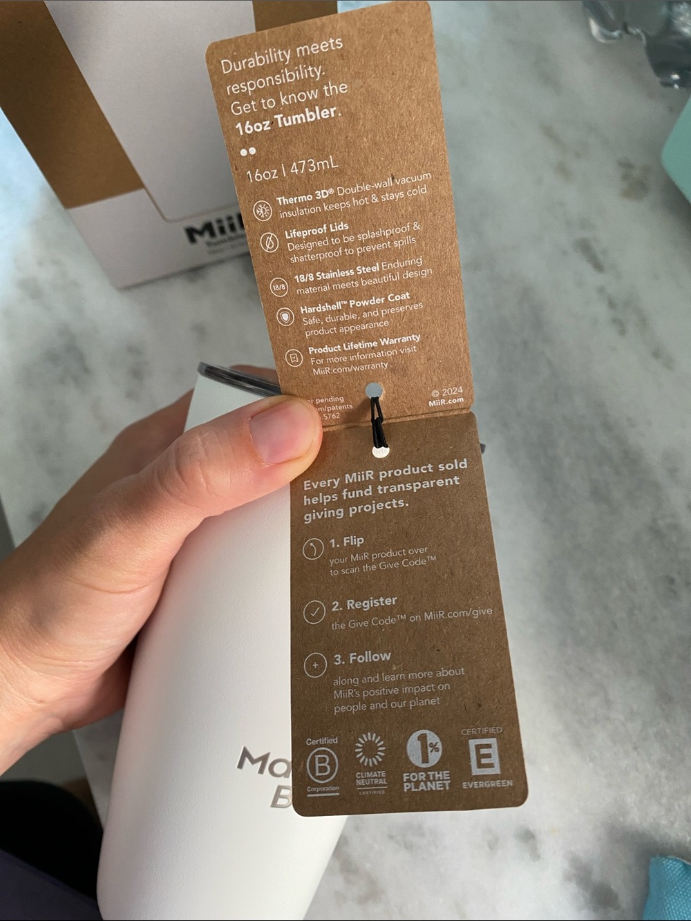 MiiR White Insulated Tumbler - Picture 3 of 5